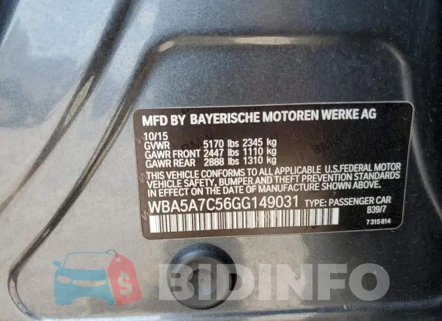 WBA5A7C56GG149031 Photo# 13