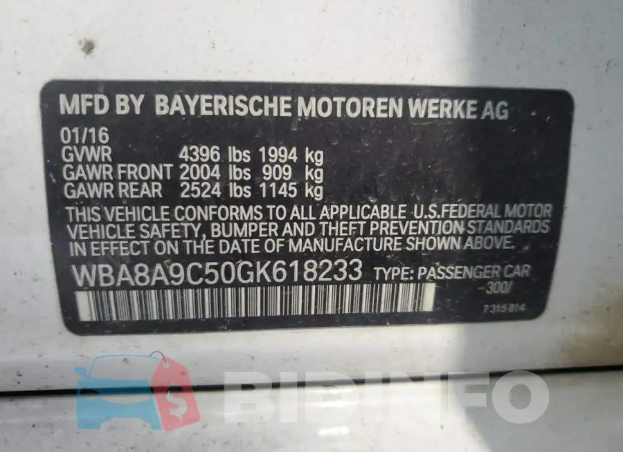 WBA8A9C50GK618233 Photo# 12