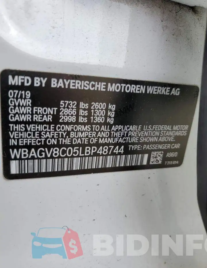 WBAGV8C05LBP48744 Photo# 12