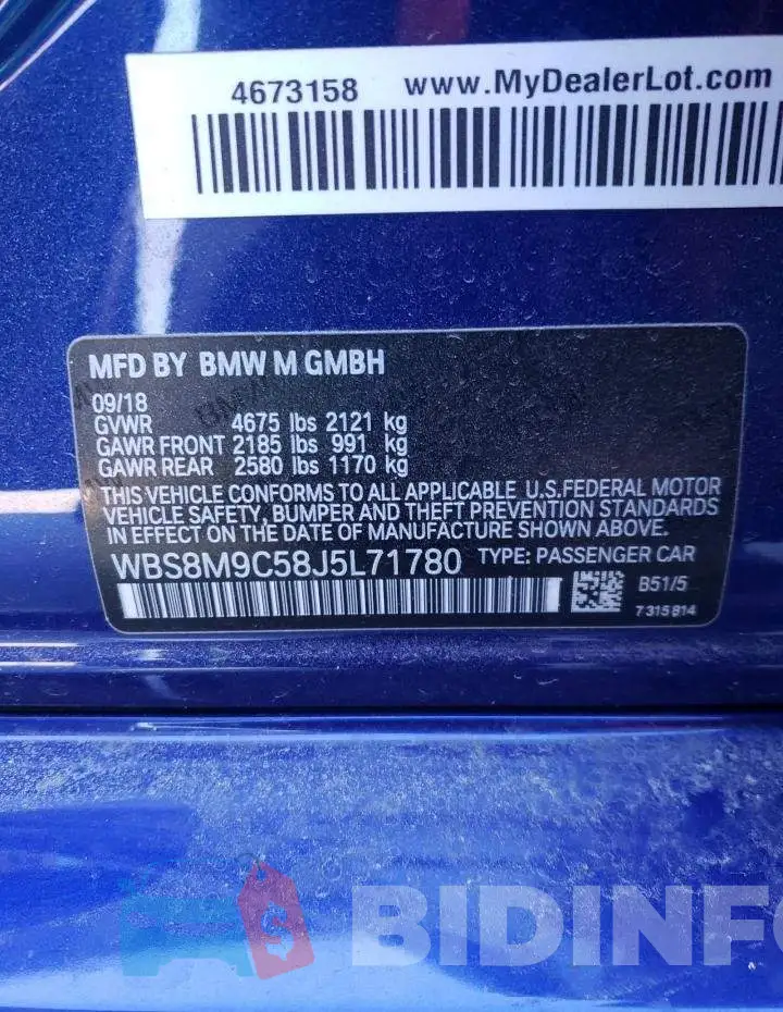 WBS8M9C58J5L71780 Photo# 13
