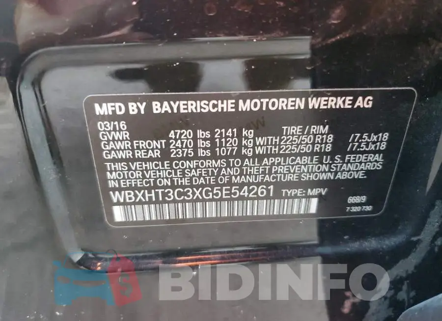 WBXHT3C3XG5E54261 Photo# 13