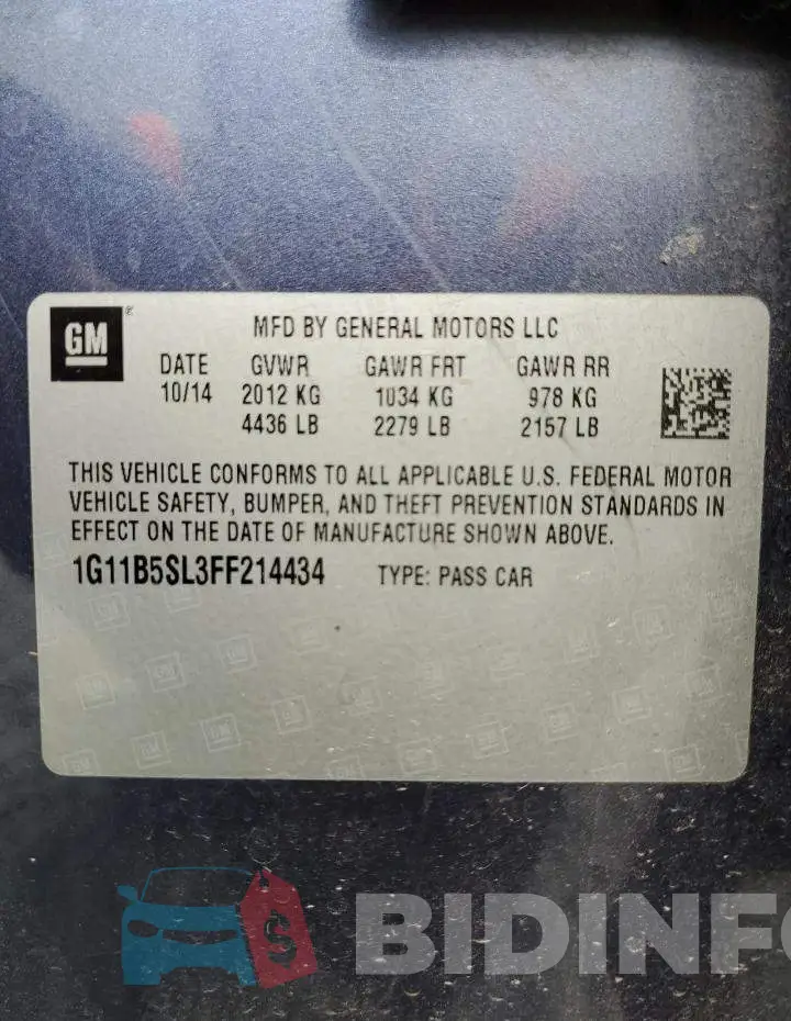 1G11B5SL3FF214434 Photo# 12