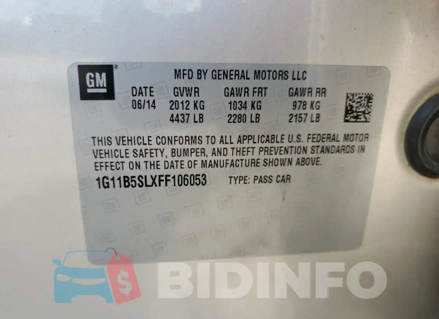 1G11B5SLXFF106053 Photo# 13