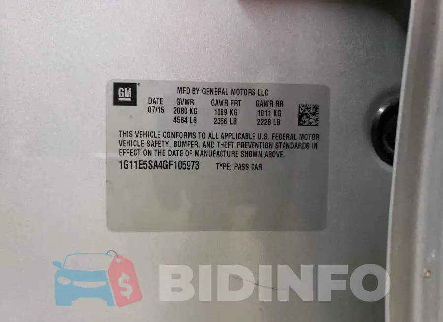 1G11E5SA4GF105973 Photo# 12