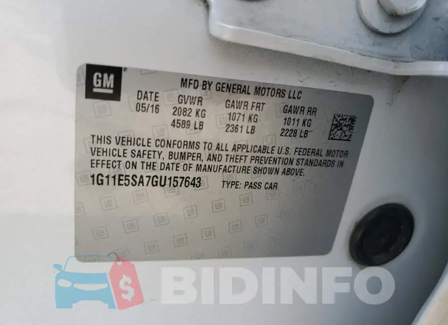1G11E5SA7GU157643 Photo# 12