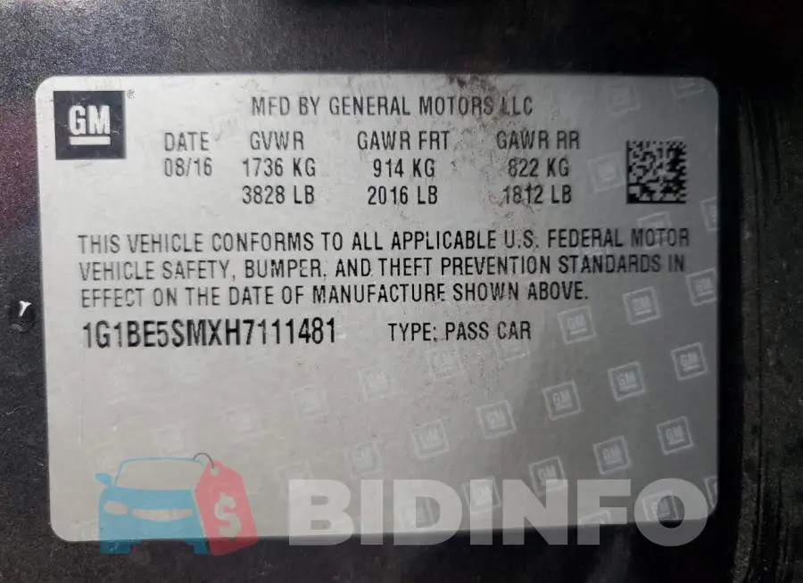 1G1BE5SMXH7111481 Photo# 12