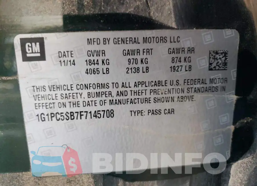 1G1PC5SB7F7145708 Photo# 12