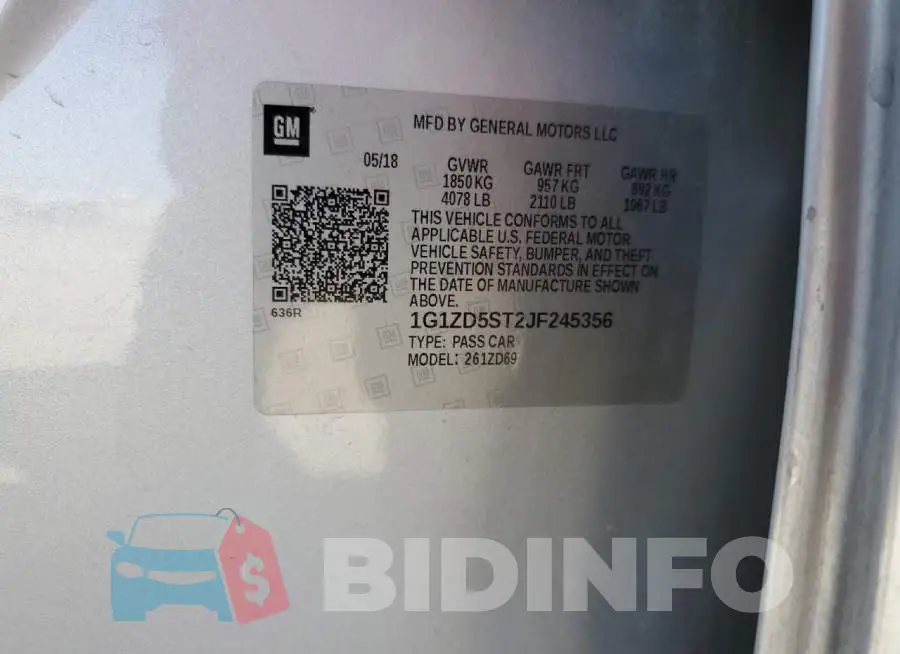 1G1ZD5ST2JF245356 Photo# 12