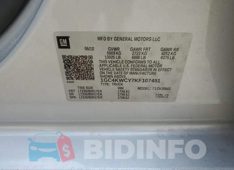 1GC4KWCY7KF107451 Photo# 12