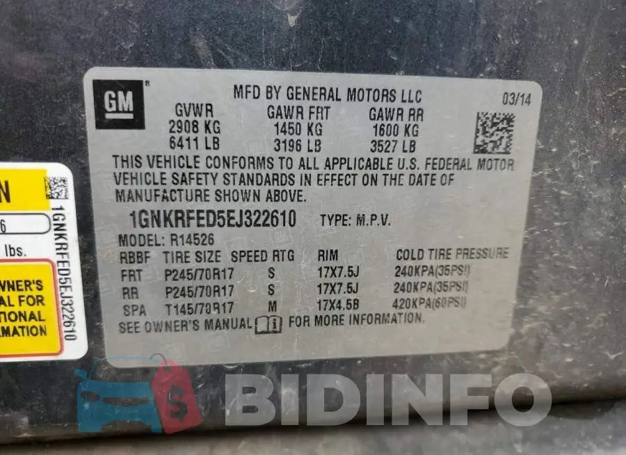 1GNKRFED5EJ322610 Photo# 13