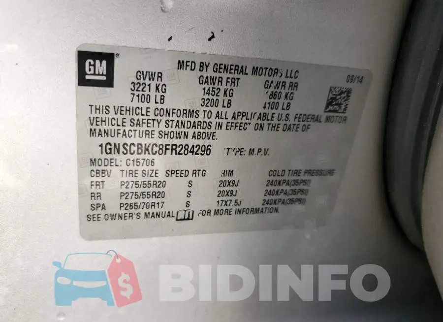 1GNSCBKC8FR284296 Photo# 12