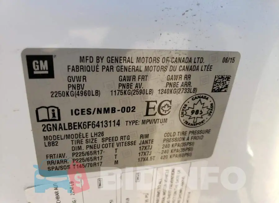 2GNALBEK6F6413114 Photo# 13