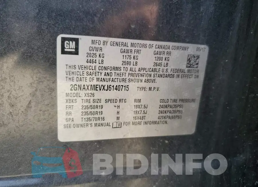 2GNAXMEVXJ6140715 Photo# 12