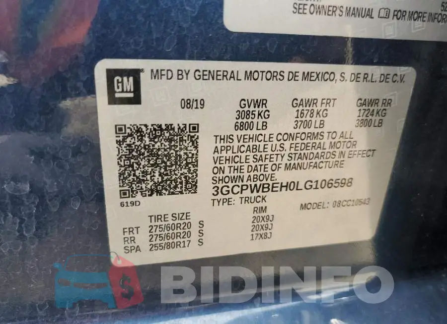 3GCPWBEH0LG106598 Photo# 12
