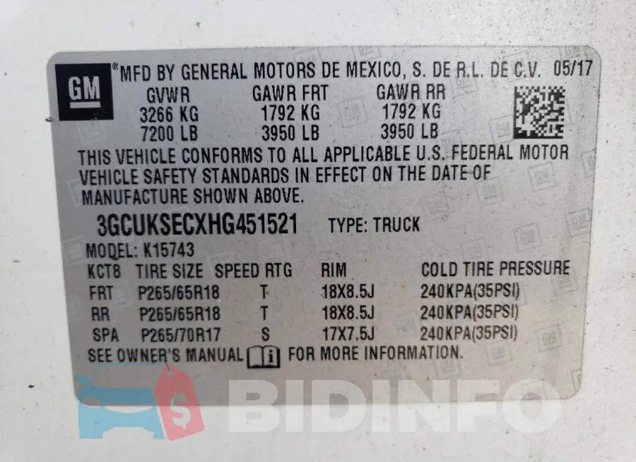 3GCUKSECXHG451521 Photo# 12