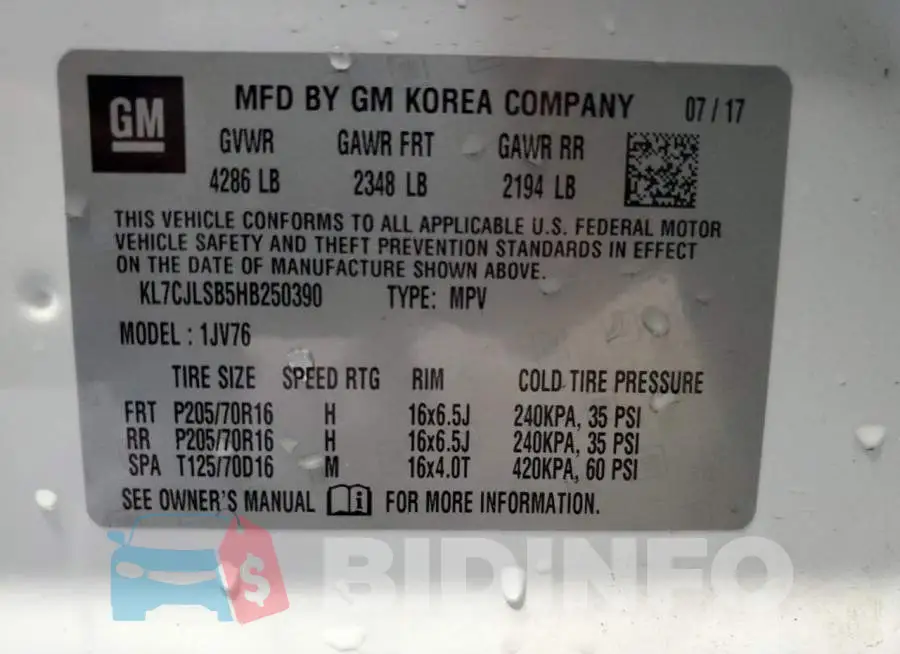 KL7CJLSB5HB250390 Photo# 13