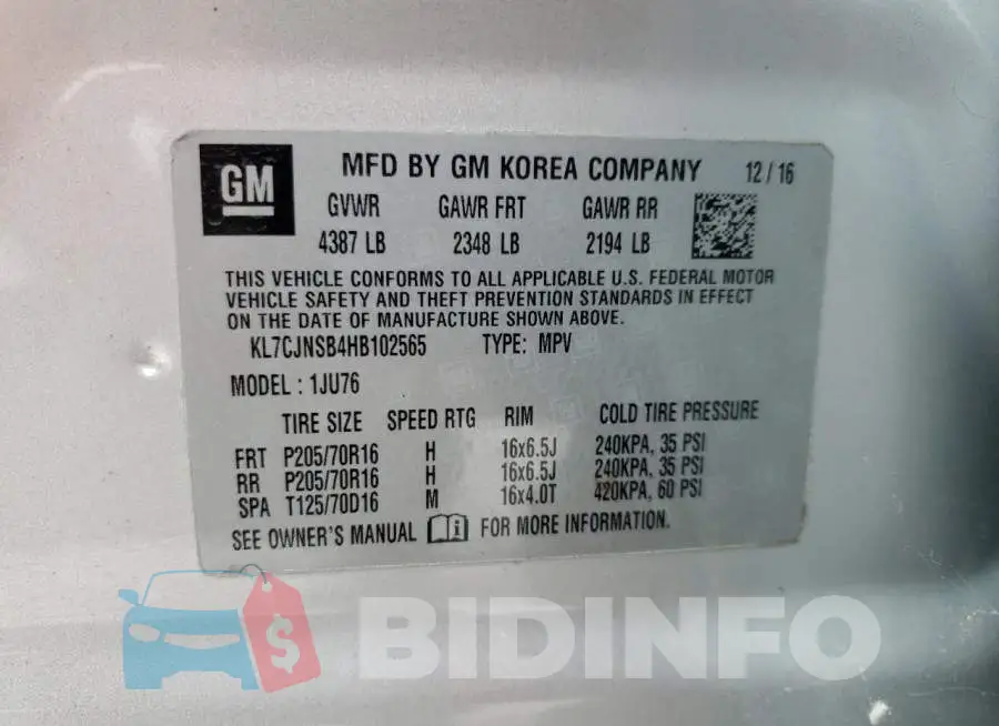 KL7CJNSB4HB102565 Photo# 13
