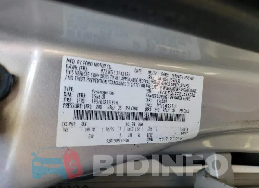 1FADP3E2XEL153232 Photo# 12