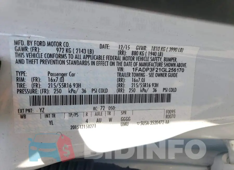 1FADP3F21GL256170 Photo# 12