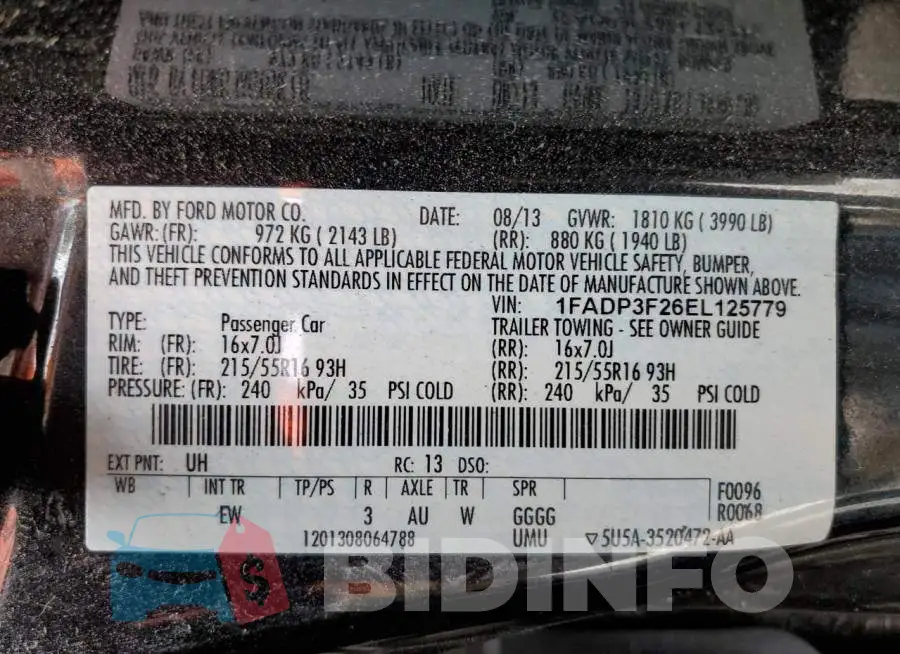 1FADP3F26EL125779 Photo# 13