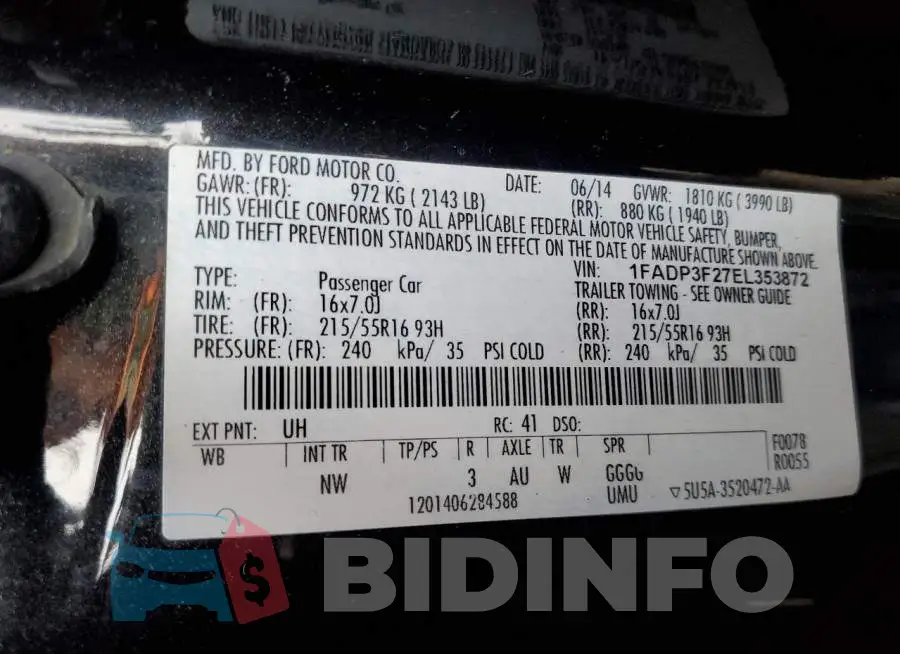 1FADP3F27EL353872 Photo# 12