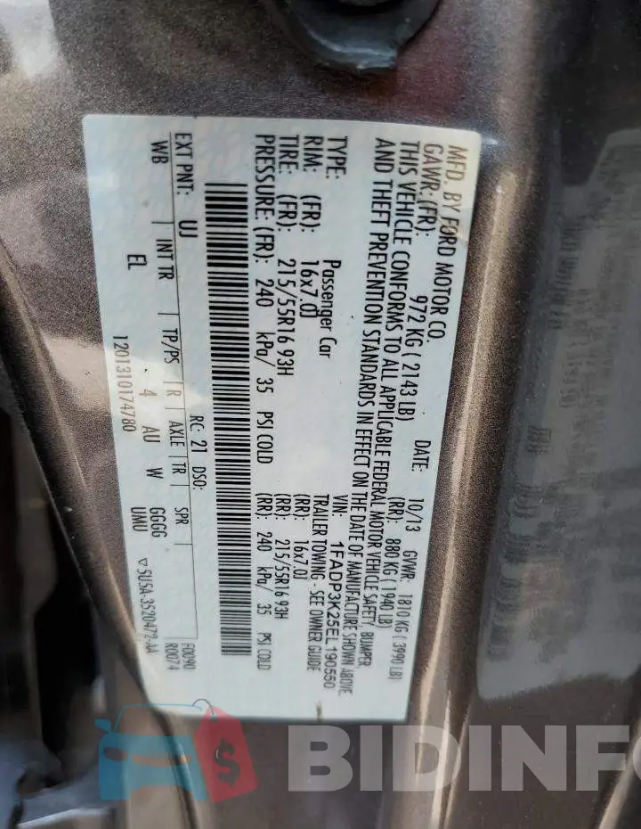 1FADP3K25EL190550 Photo# 12