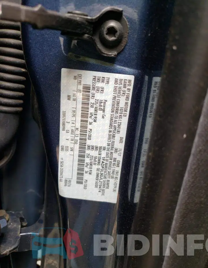 1FADP3L90JL219474 Photo# 13
