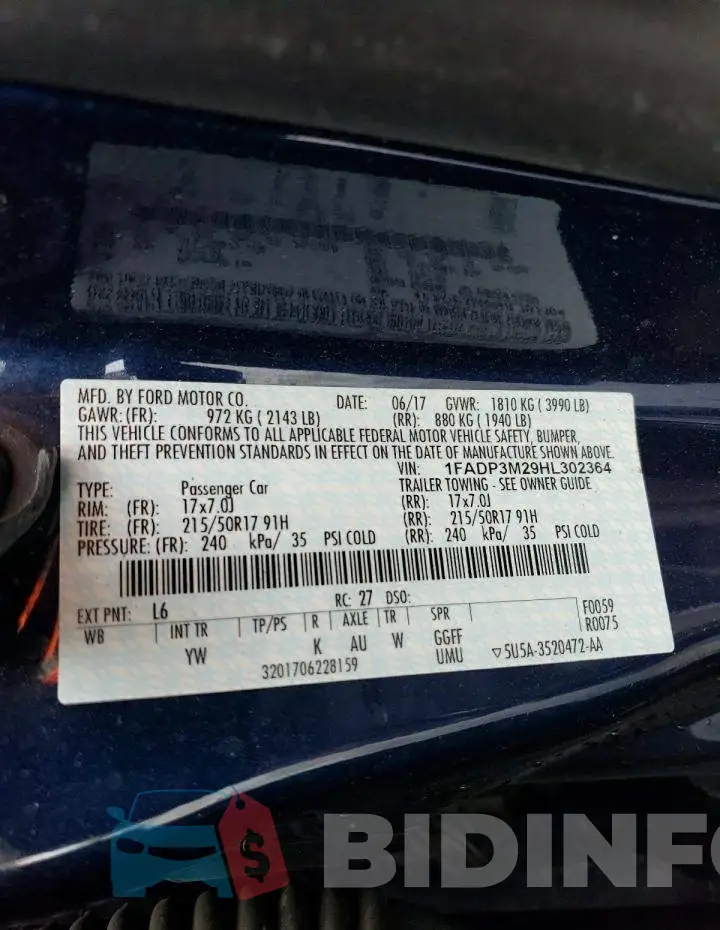 1FADP3M29HL302364 Photo# 12