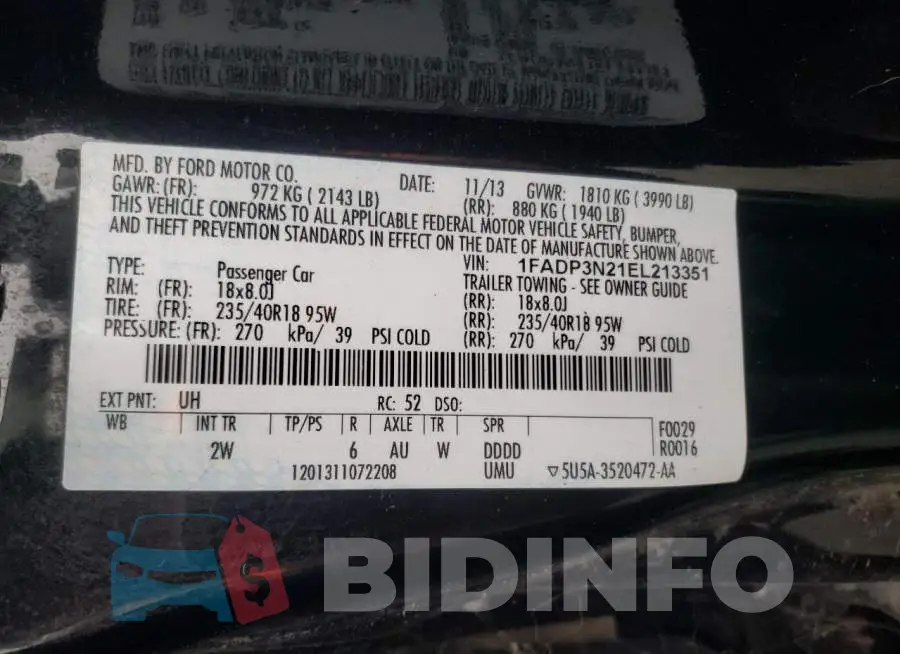 1FADP3N21EL213351 Photo# 12