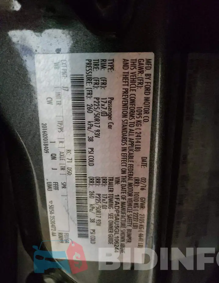 1FADP5AU5GL106244 Photo# 12