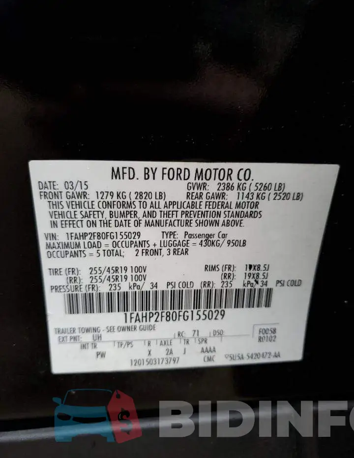 1FAHP2F80FG155029 Photo# 10