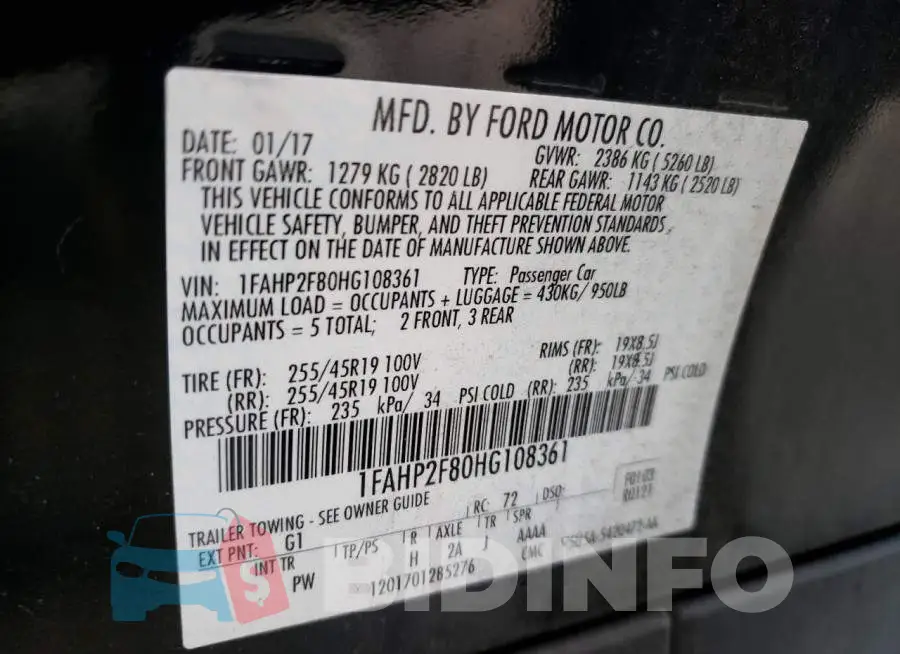 1FAHP2F80HG108361 Photo# 12
