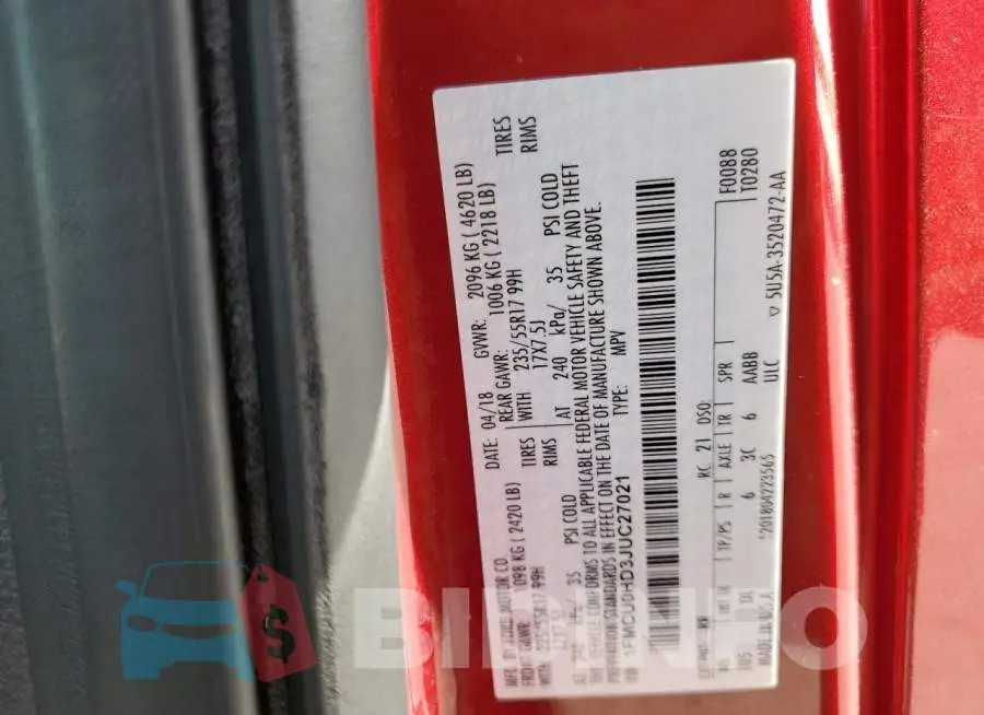 1FMCU0HD3JUC27021 Photo# 12