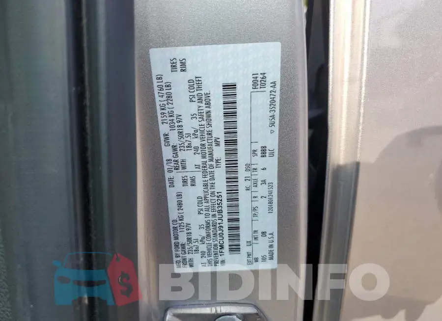 1FMCU0J91JUB35251 Photo# 13