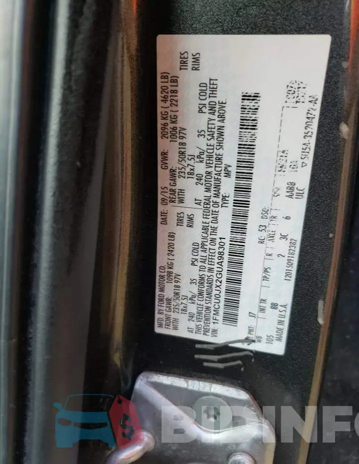 1FMCU0JX2GUA98301 Photo# 13