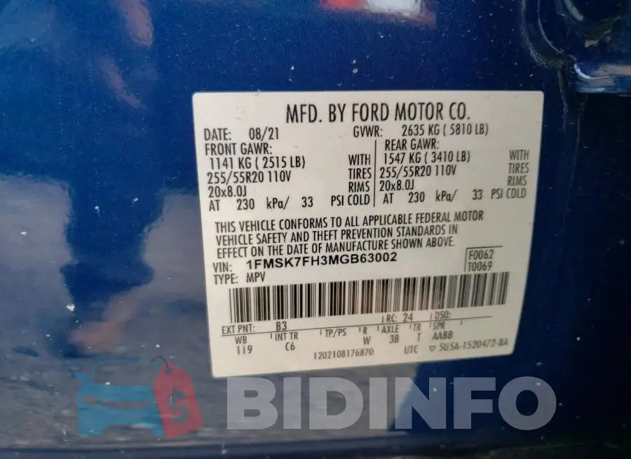 1FMSK7FH3MGB63002 Photo# 12
