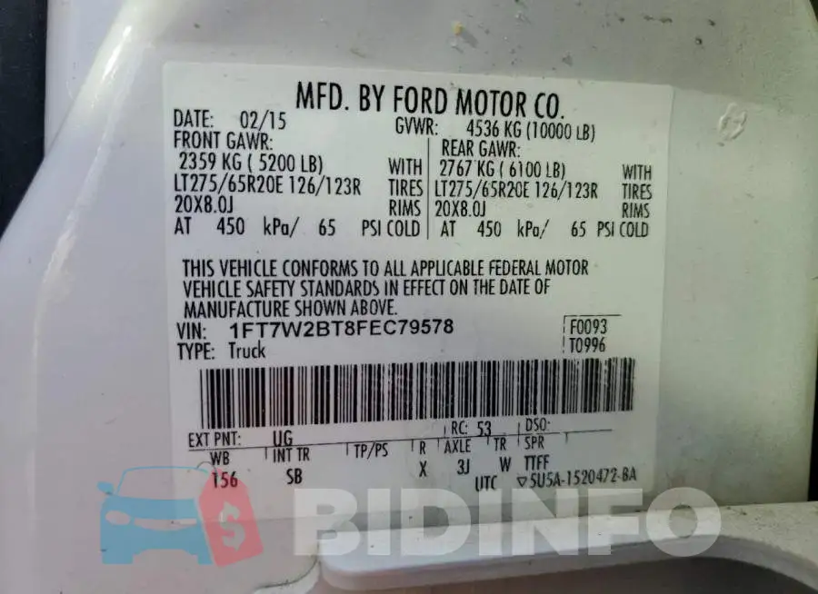 1FT7W2BT8FEC79578 Photo# 12