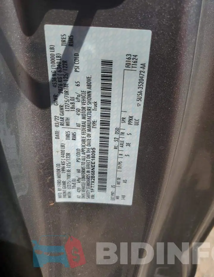 1FT7X2B68NEE18095 Photo# 12