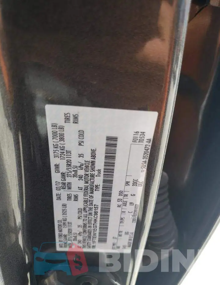1FTEW1EG7HKC98157 Photo# 12