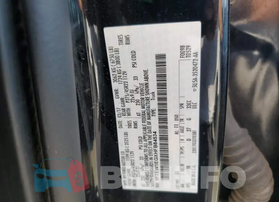 1FTEW1EGXHFB84534 Photo# 12