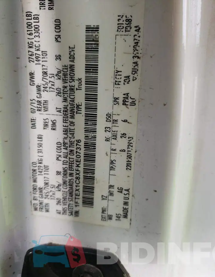1FTEX1C8XFKE07376 Photo# 12