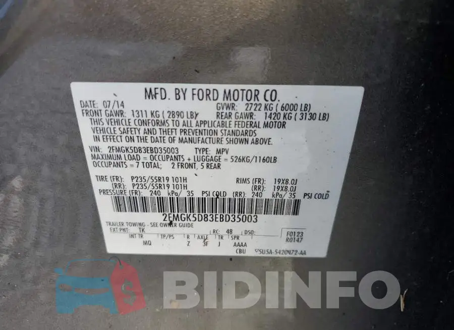 2FMGK5D83EBD35003 Photo# 10