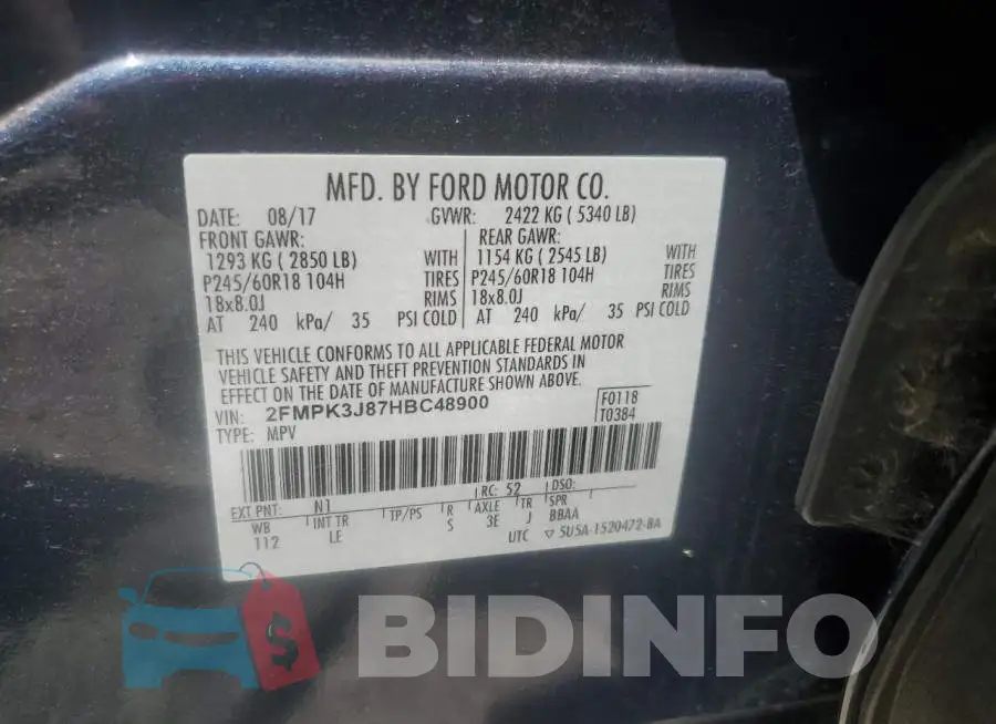 2FMPK3J87HBC48900 Photo# 12