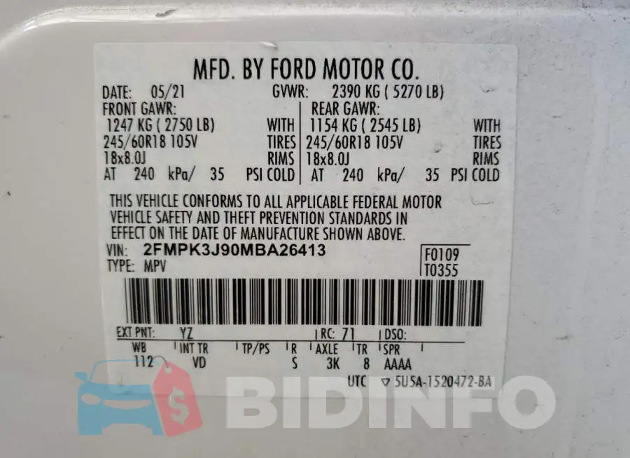 2FMPK3J90MBA26413 Photo# 12