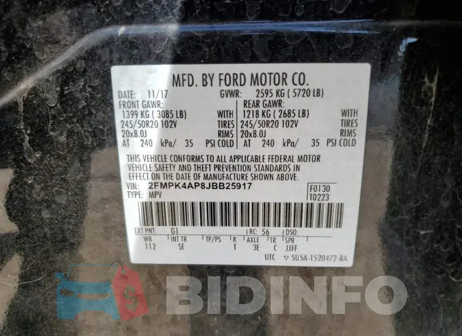 2FMPK4AP8JBB25917 Photo# 12