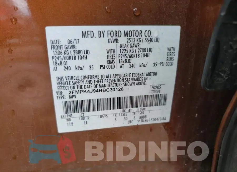 2FMPK4J94HBC30126 Photo# 10