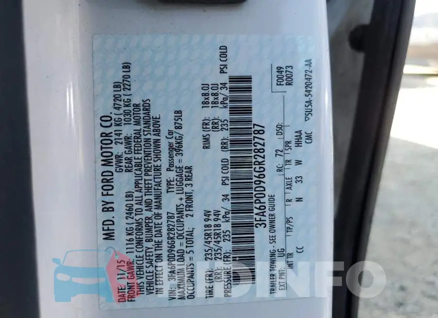 3FA6P0D96GR282787 Photo# 12