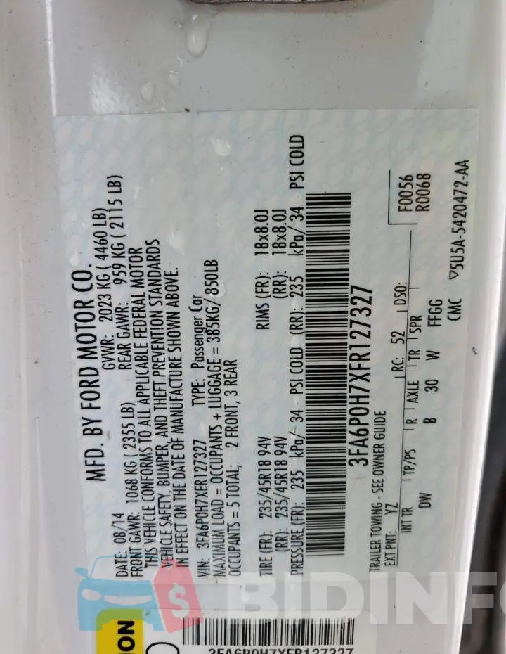 3FA6P0H7XFR127327 Photo# 12