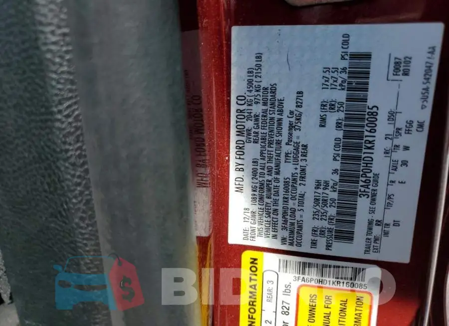 3FA6P0HD1KR160085 Photo# 12