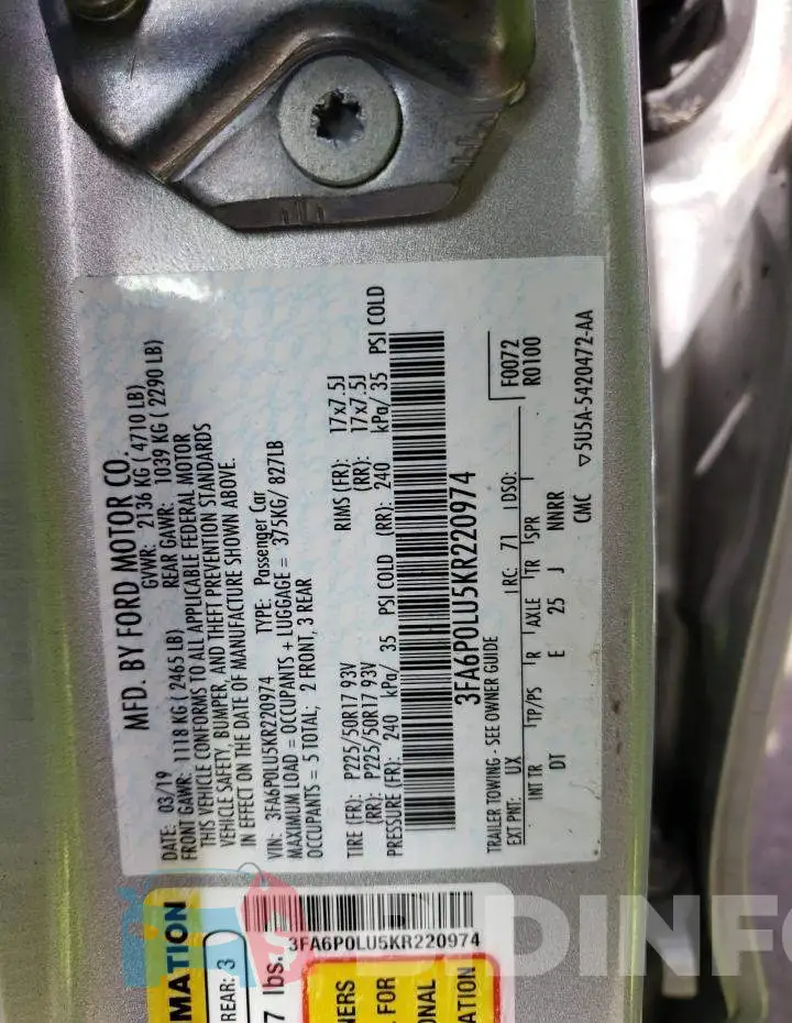 3FA6P0LU5KR220974 Photo# 12